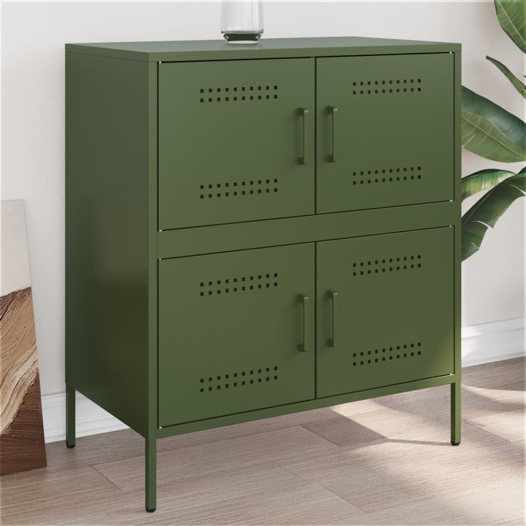 vidaXL Бюфет маслиненозелен 68x39x79 см стомана