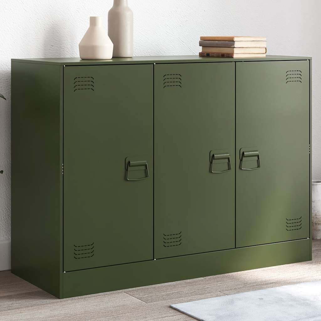 vidaXL Бюфет маслиненозелен 99x39x73 см стомана