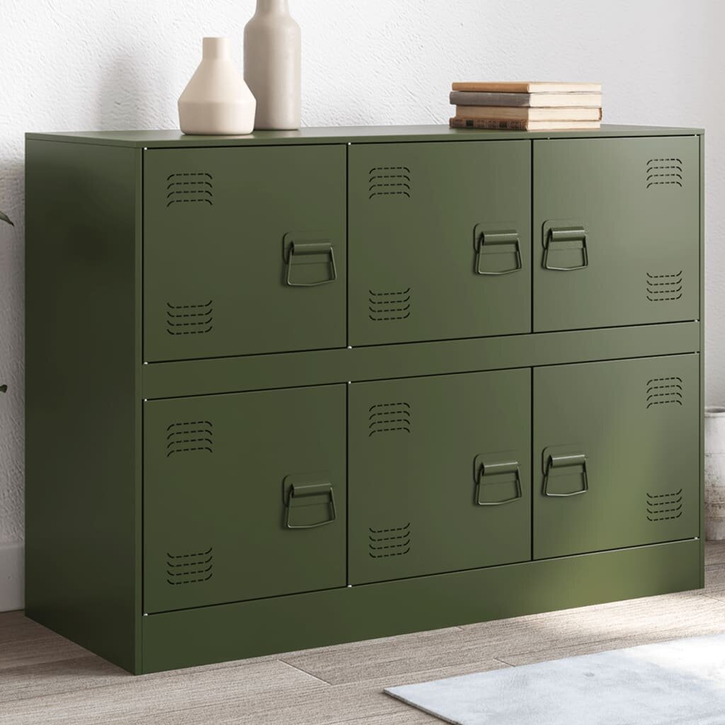 vidaXL Бюфет маслиненозелен 99x39x73 см стомана