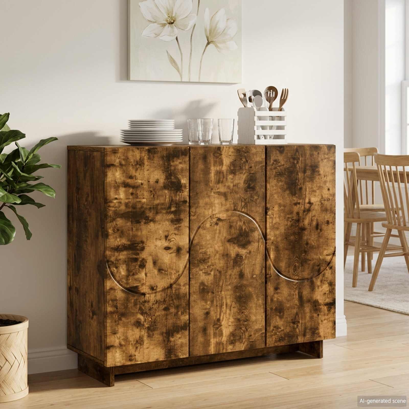 vidaXL Бюфет Опушен дъб 85.5 x 31 x 75 см Инженерна дървесина