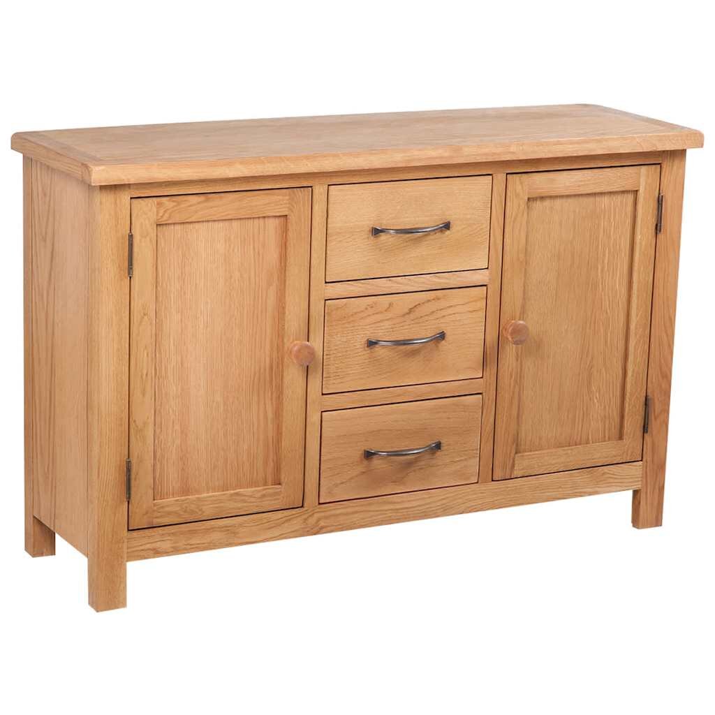 vidaXL Бюфет с 3 чекмеджета 110x335x70 см дъбов масив