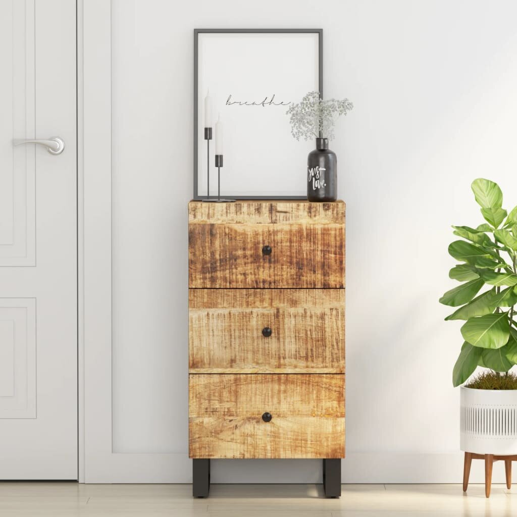 vidaXL Бюфет с 3 чекмеджета 40x335x75 см масивно мангово дърво