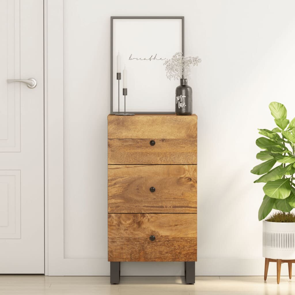 vidaXL Бюфет с 3 чекмеджета 40x335x75 см масивно мангово дърво