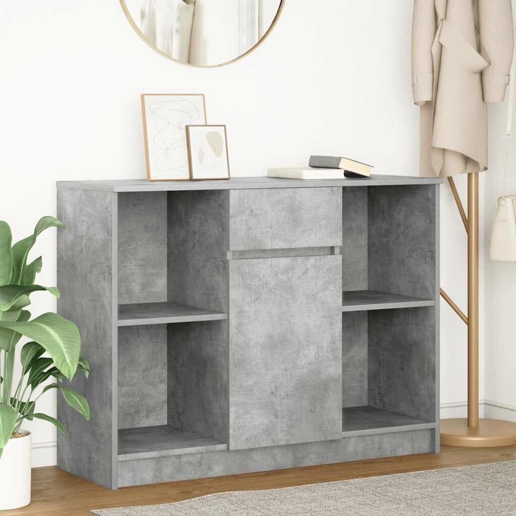 vidaXL Бюфет с чекмеджета бетонно сив 101x35x76 см инженерно дърво