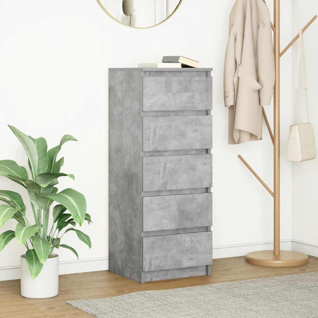 vidaXL Бюфет с чекмеджета бетонно сив 375x35x99 см инженерно дърво