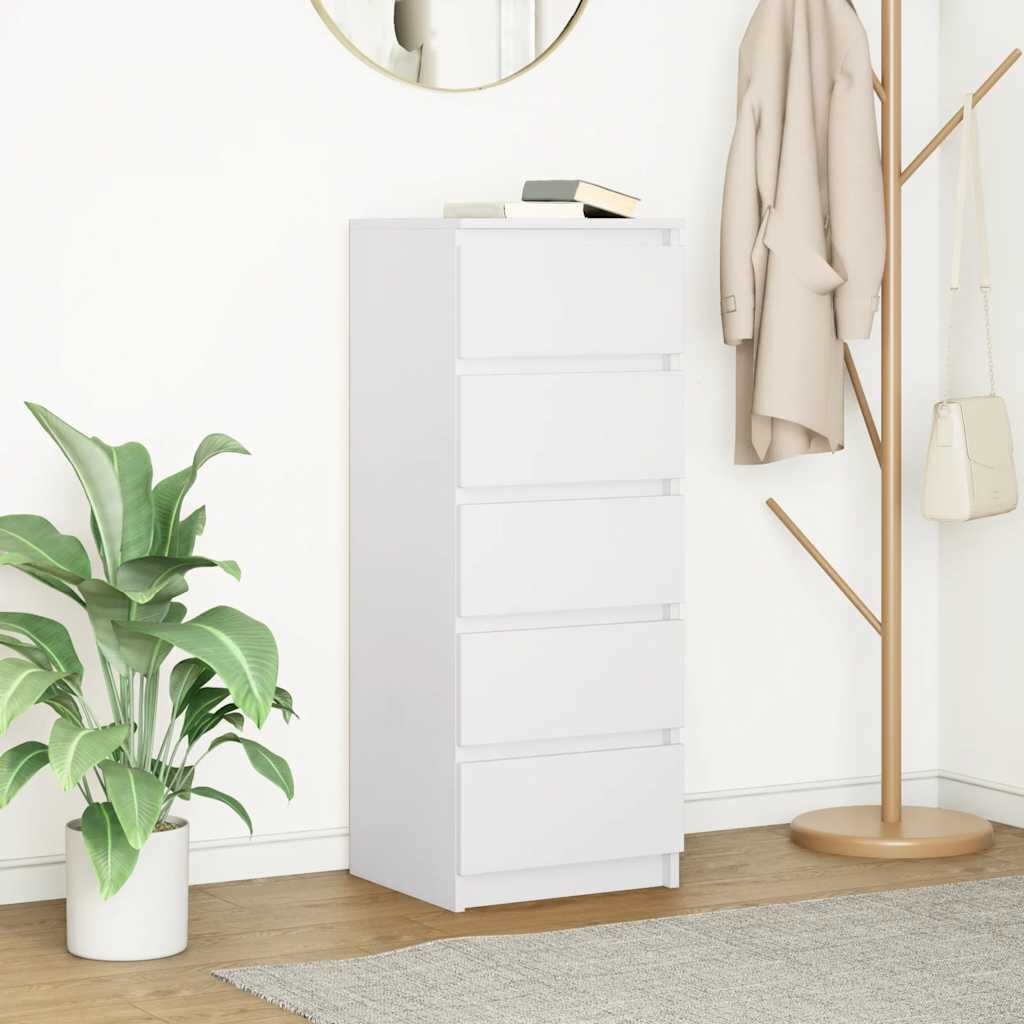 vidaXL Бюфет с чекмеджета бял 375x35x99 см инженерно дърво
