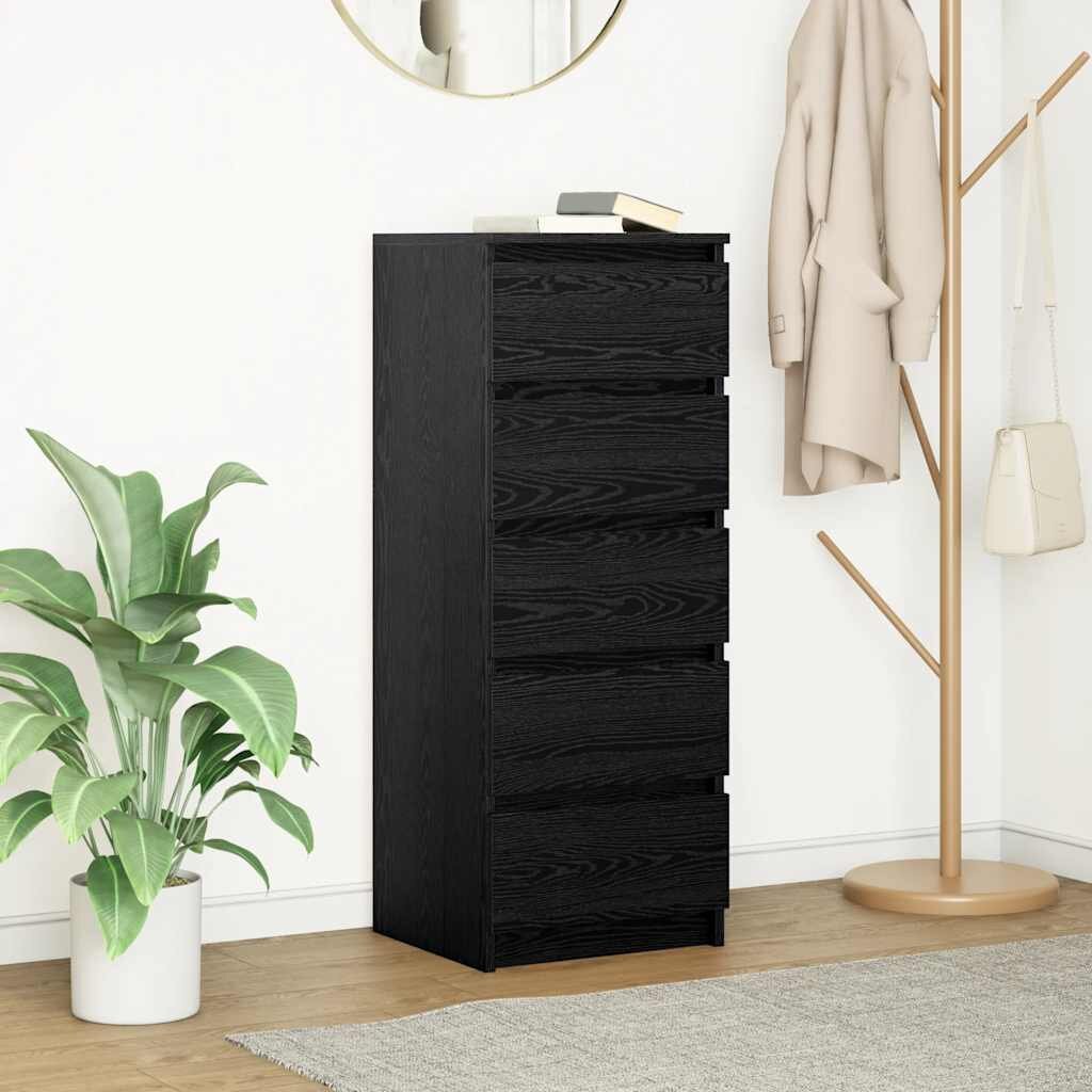 vidaXL Бюфет с чекмеджета черен дъб 375x35x99 см инженерно дърво