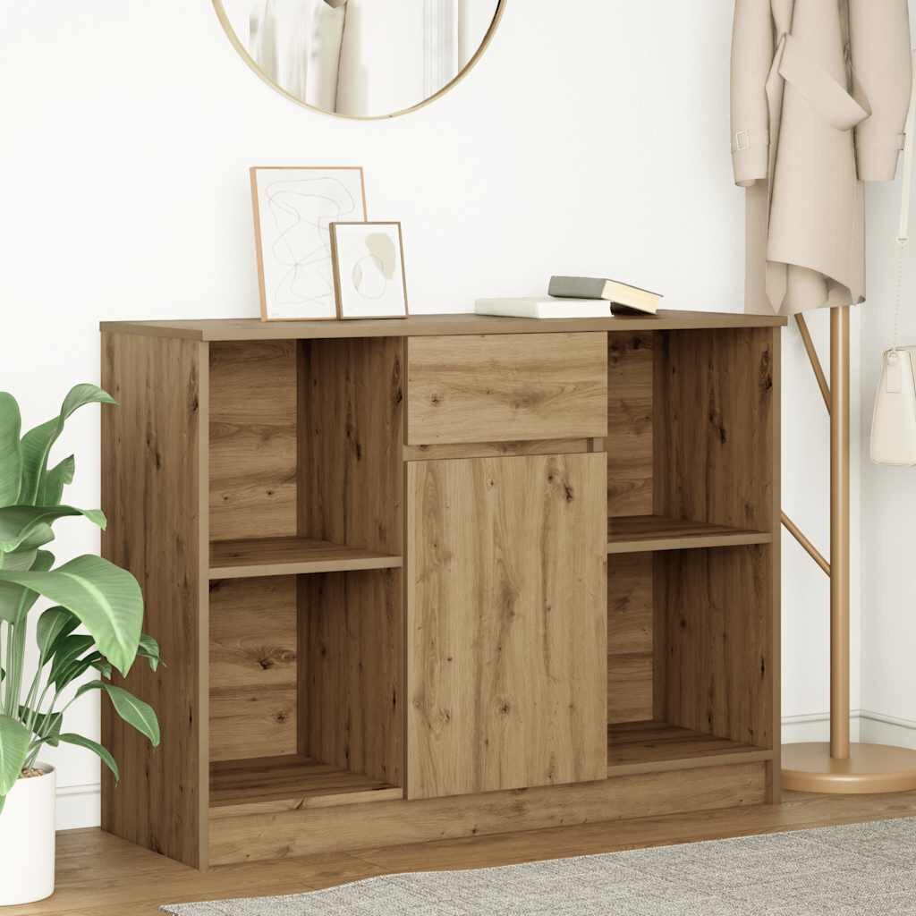 vidaXL Бюфет с чекмеджета дъб артизан 101x35x76см Инженерна дървесина