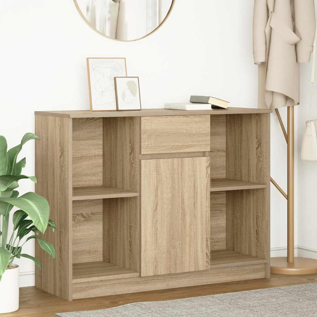 vidaXL Бюфет с чекмеджета дъб сонома 101x35x76 см инженерно дърво