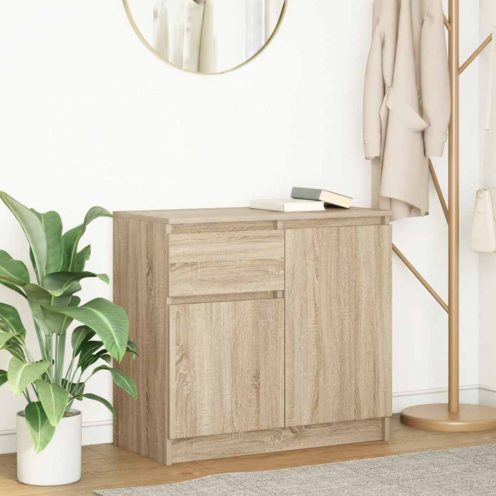 vidaXL Бюфет с чекмеджета дъб сонома 71x35x65 см инженерно дърво
