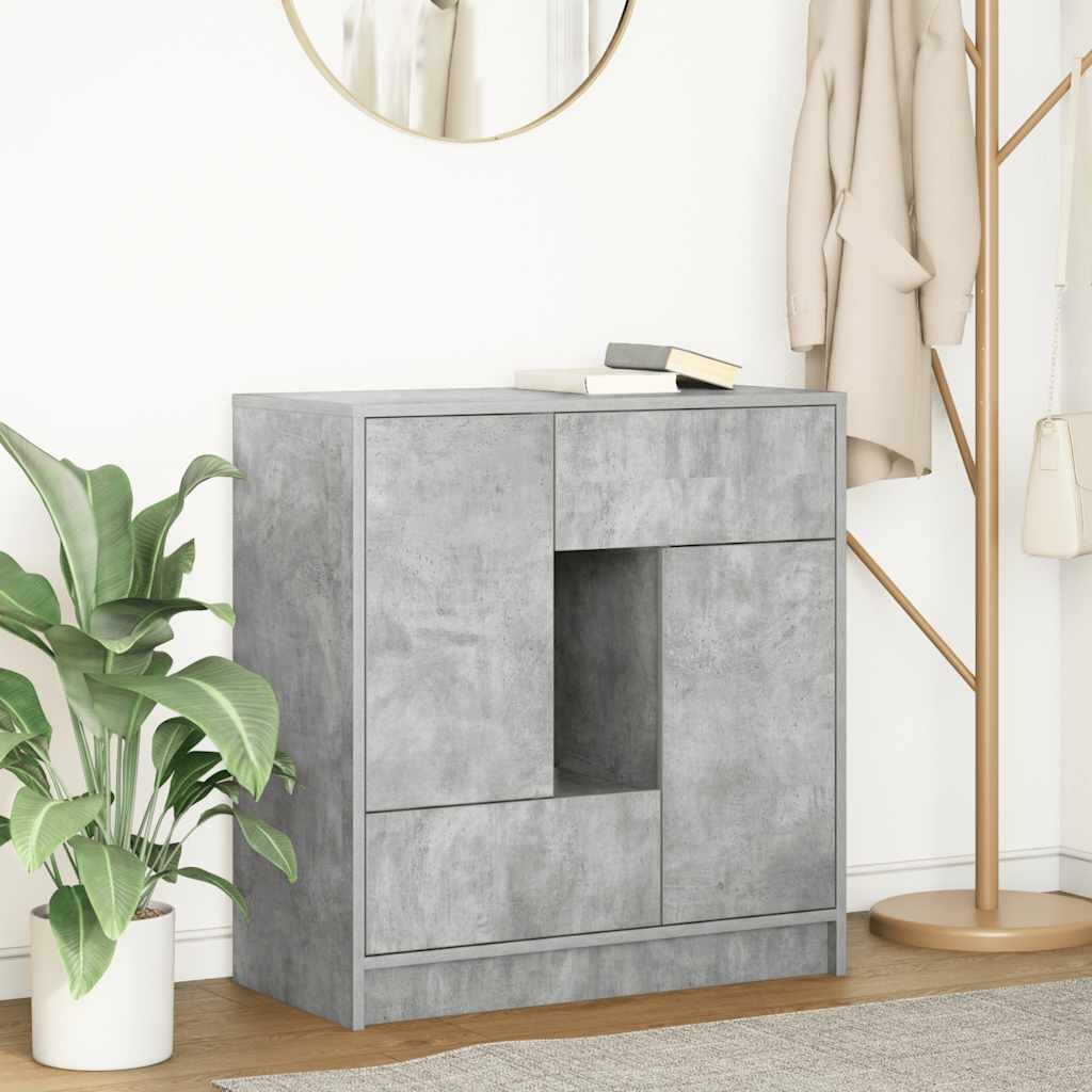 vidaXL Бюфет с чекмеджета и вратички бетонно сив 705x34x745 см