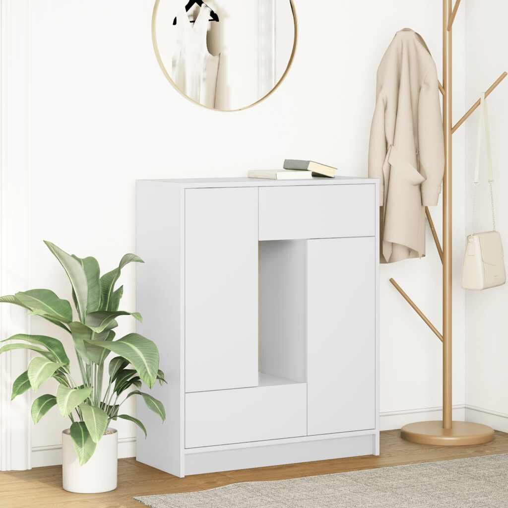 vidaXL Бюфет с чекмеджета и вратички бял 73x31x90 см