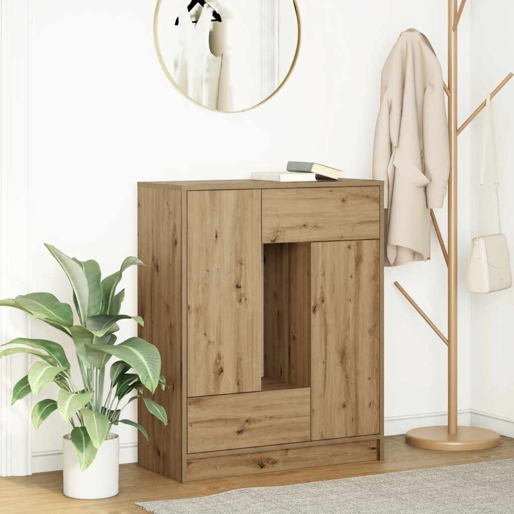vidaXL Бюфет с чекмеджета и вратички дъб артизан 73x31x90 см