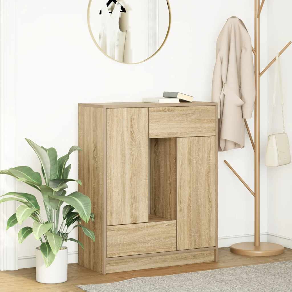 vidaXL Бюфет с чекмеджета и вратички дъб сонома 73x31x90 см