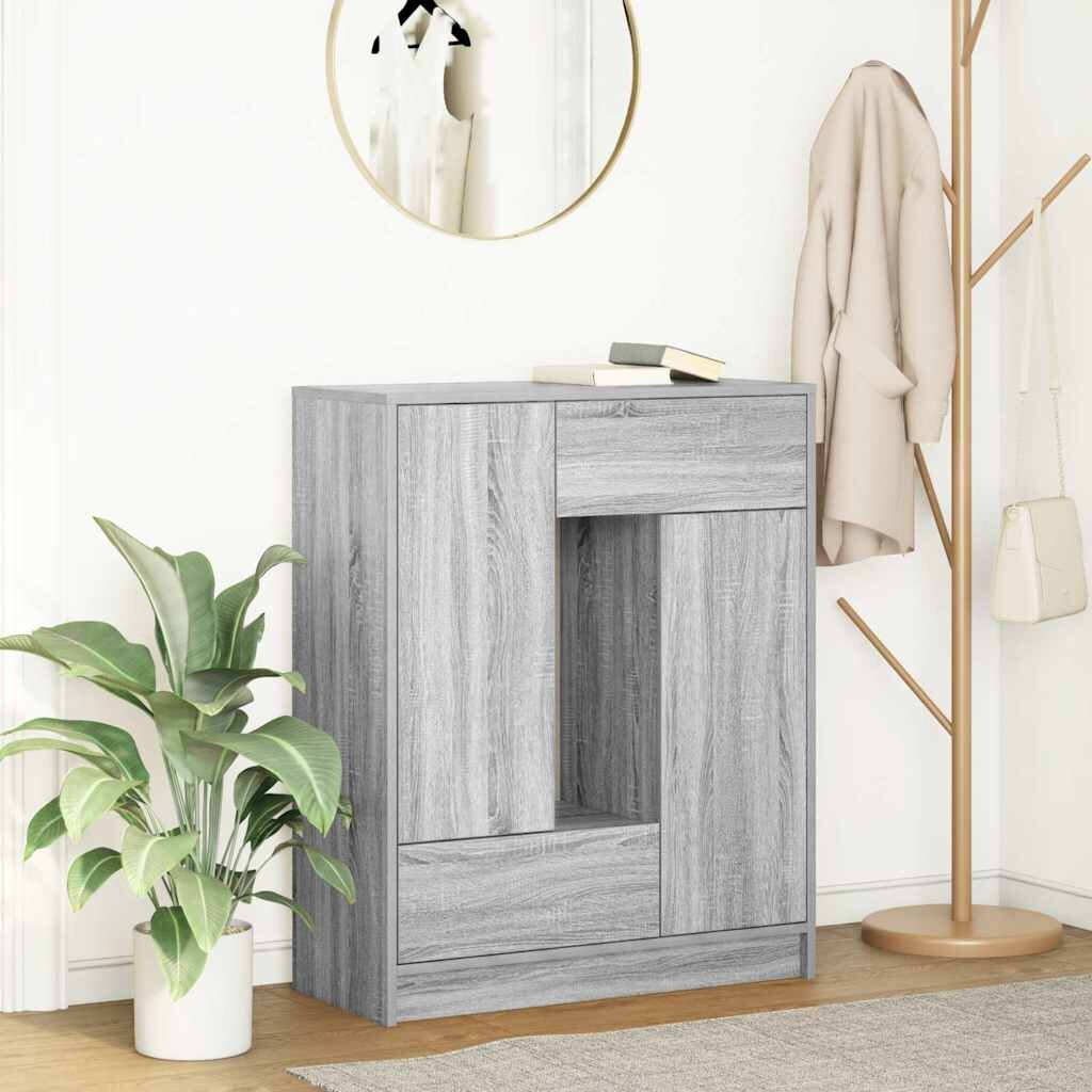 vidaXL Бюфет с чекмеджета и вратички сив сонома 73x31x90 см