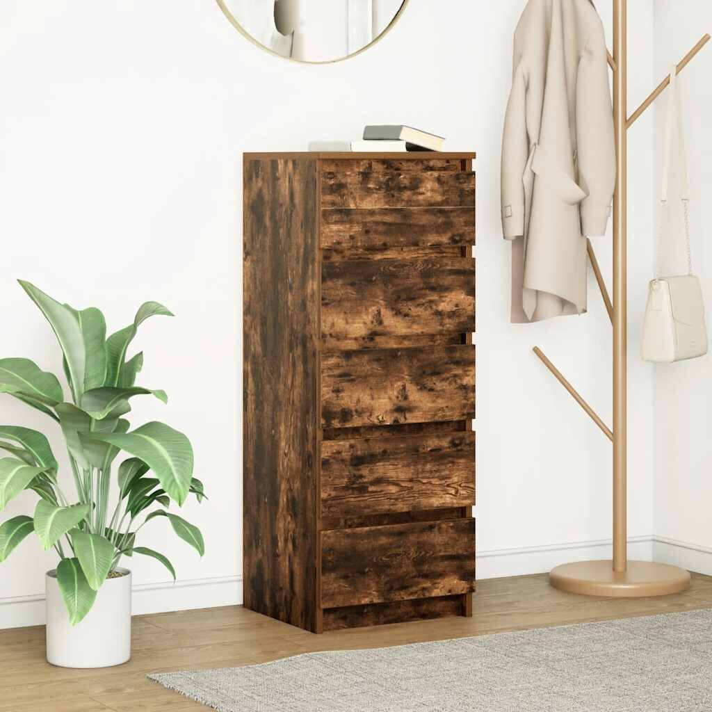 vidaXL Бюфет с чекмеджета опушен дъб 375x35x99 см инженерно дърво