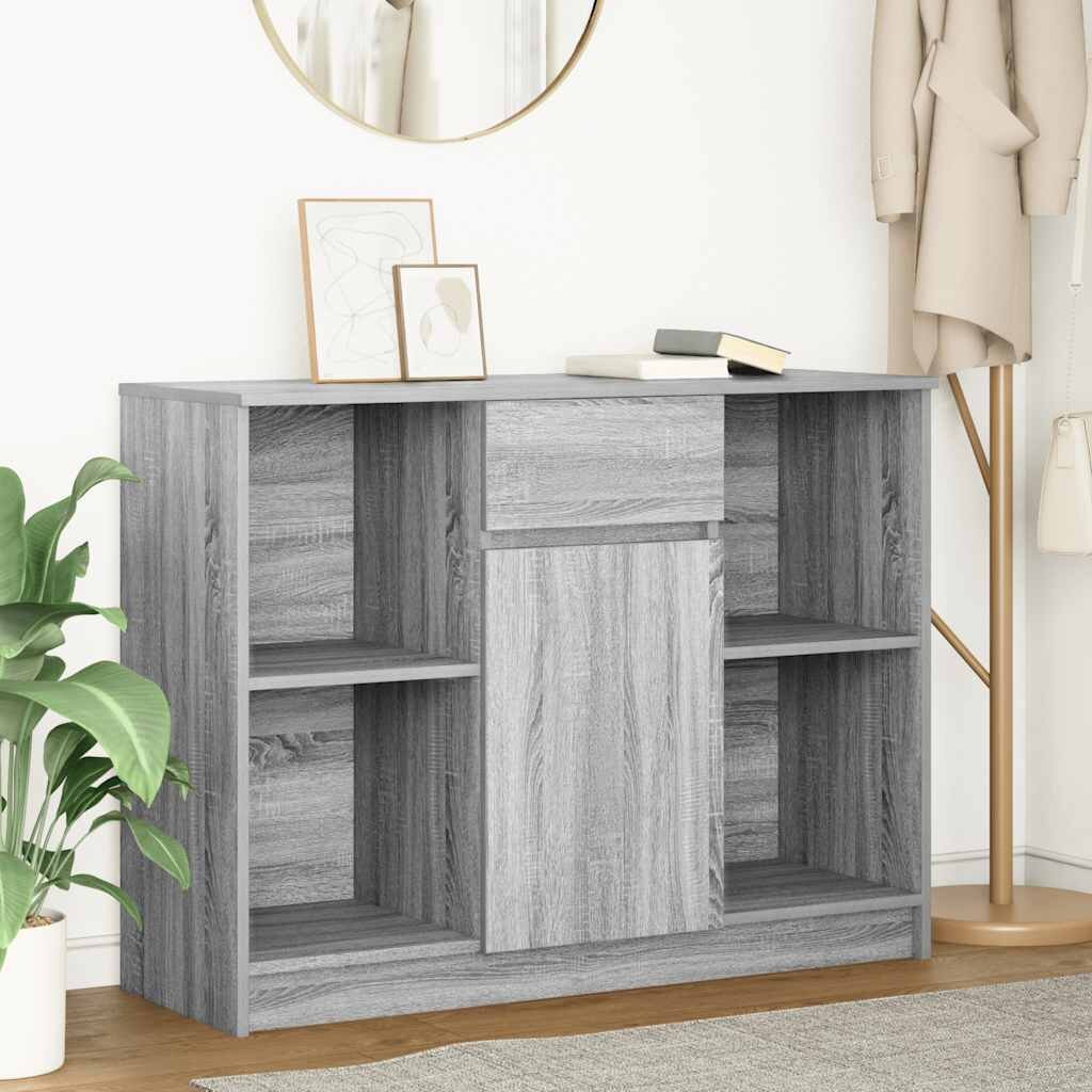 vidaXL Бюфет с чекмеджета сив сонома 101x35x76 см инженерно дърво