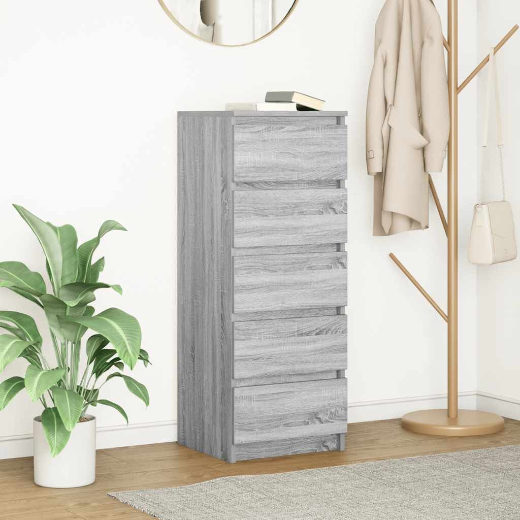 vidaXL Бюфет с чекмеджета сив сонома 375x35x99 см инженерно дърво