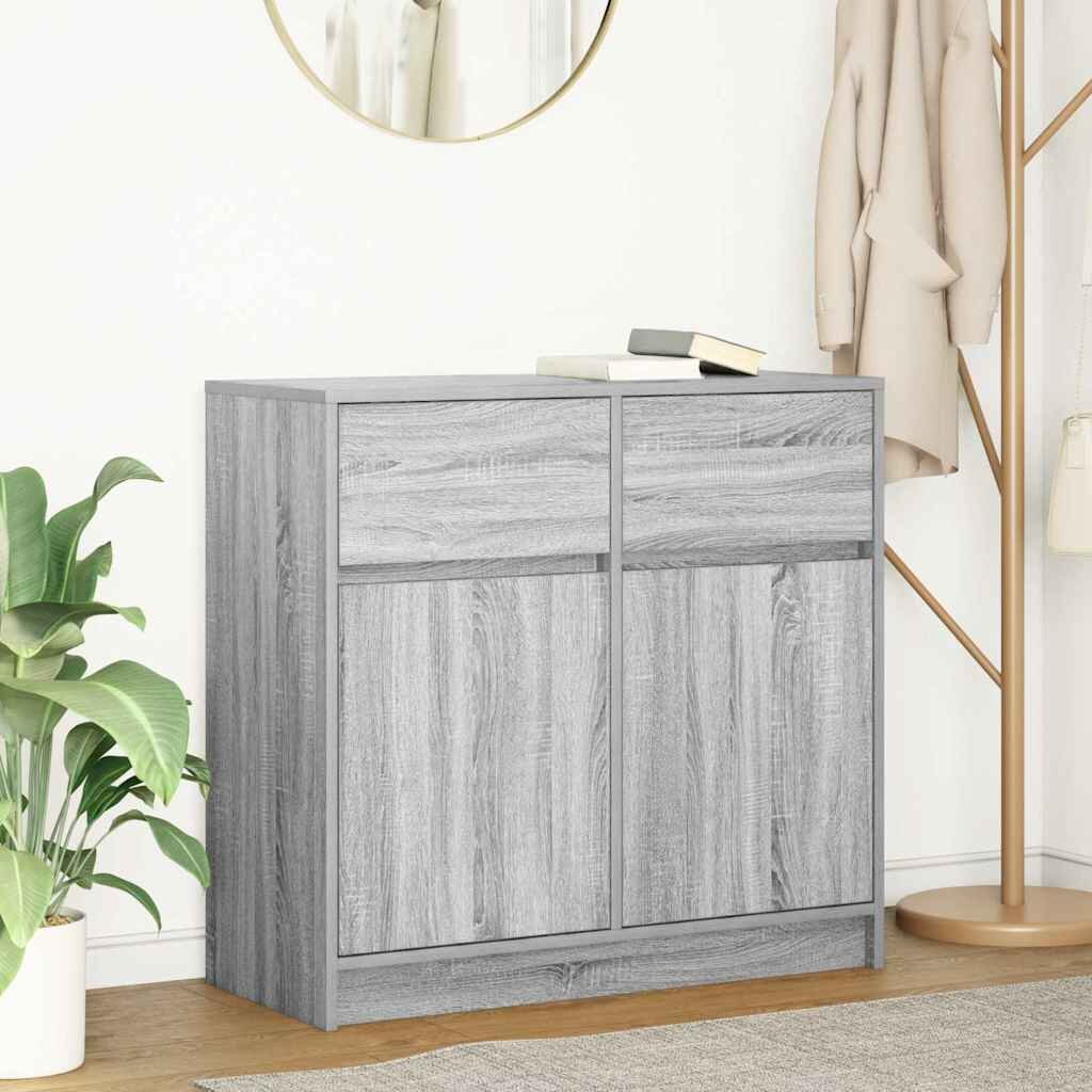 vidaXL Бюфет с чекмеджета сив сонома 80x34x76 см инженерно дърво