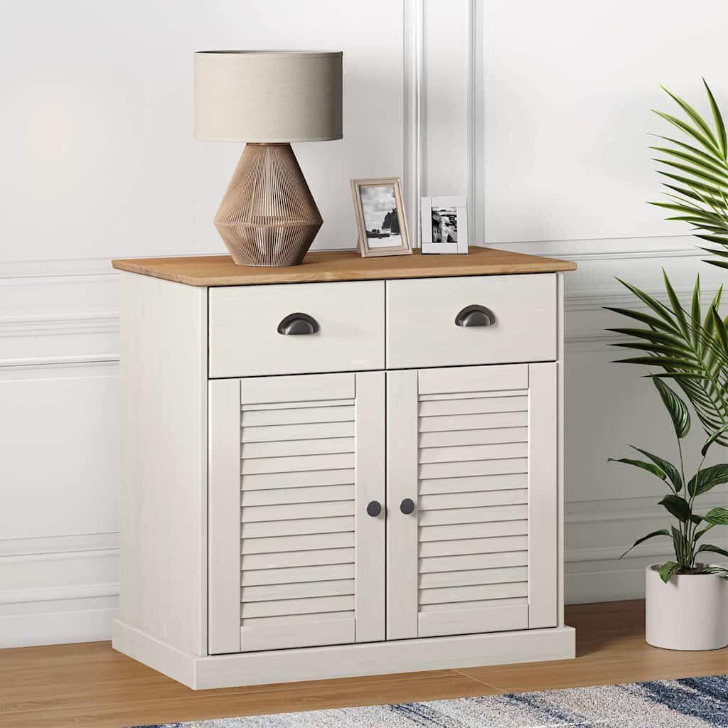 vidaXL Бюфет с чекмеджета VIGO 78x40x75 см бял бор масив