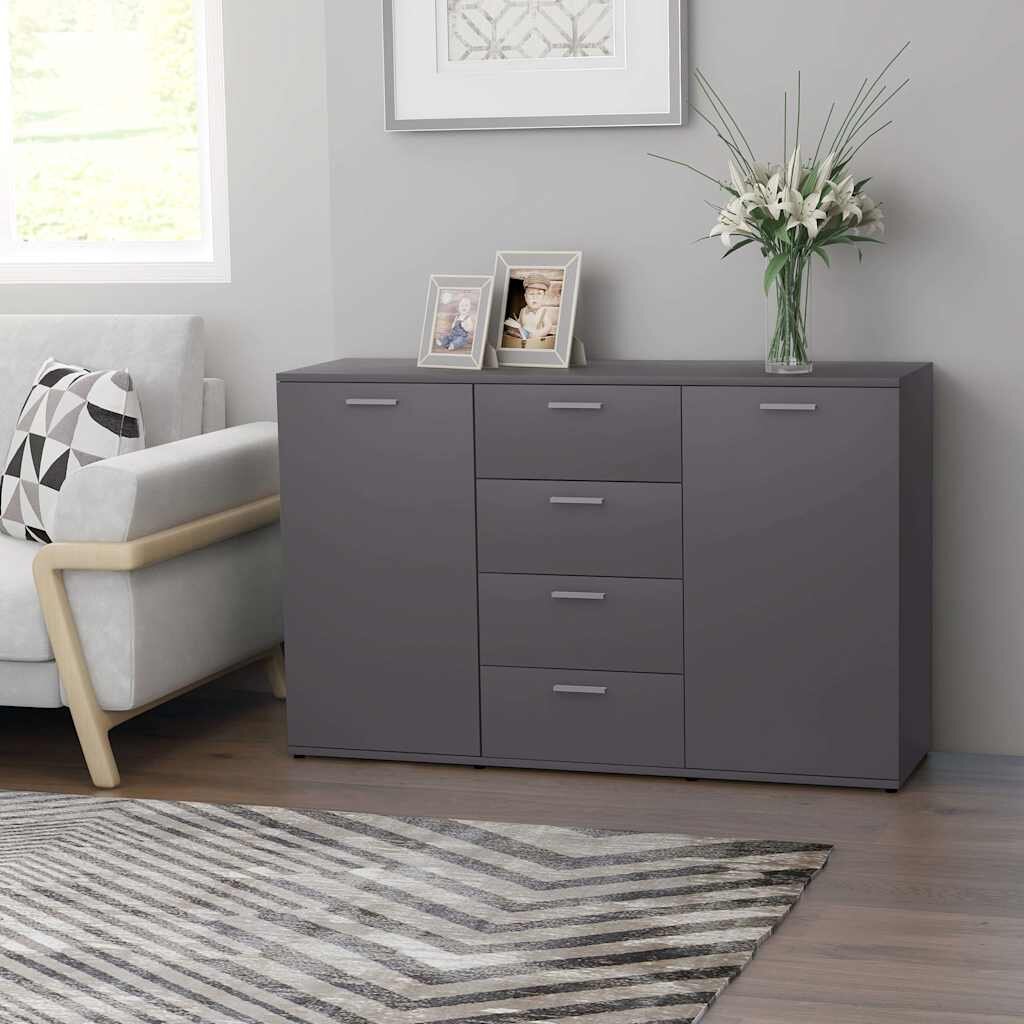 vidaXL Бюфет сив 120x355x75 см инженерно дърво