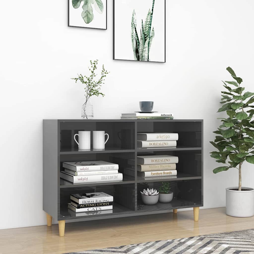 vidaXL Бюфет сив гланц 1035x35x70 см инженерно дърво