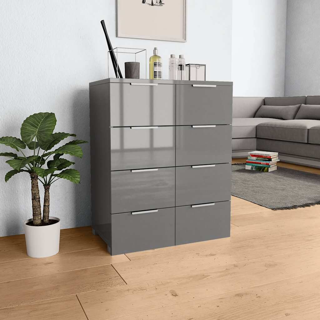 vidaXL Бюфет сив гланц 60x35x80 см инженерно дърво