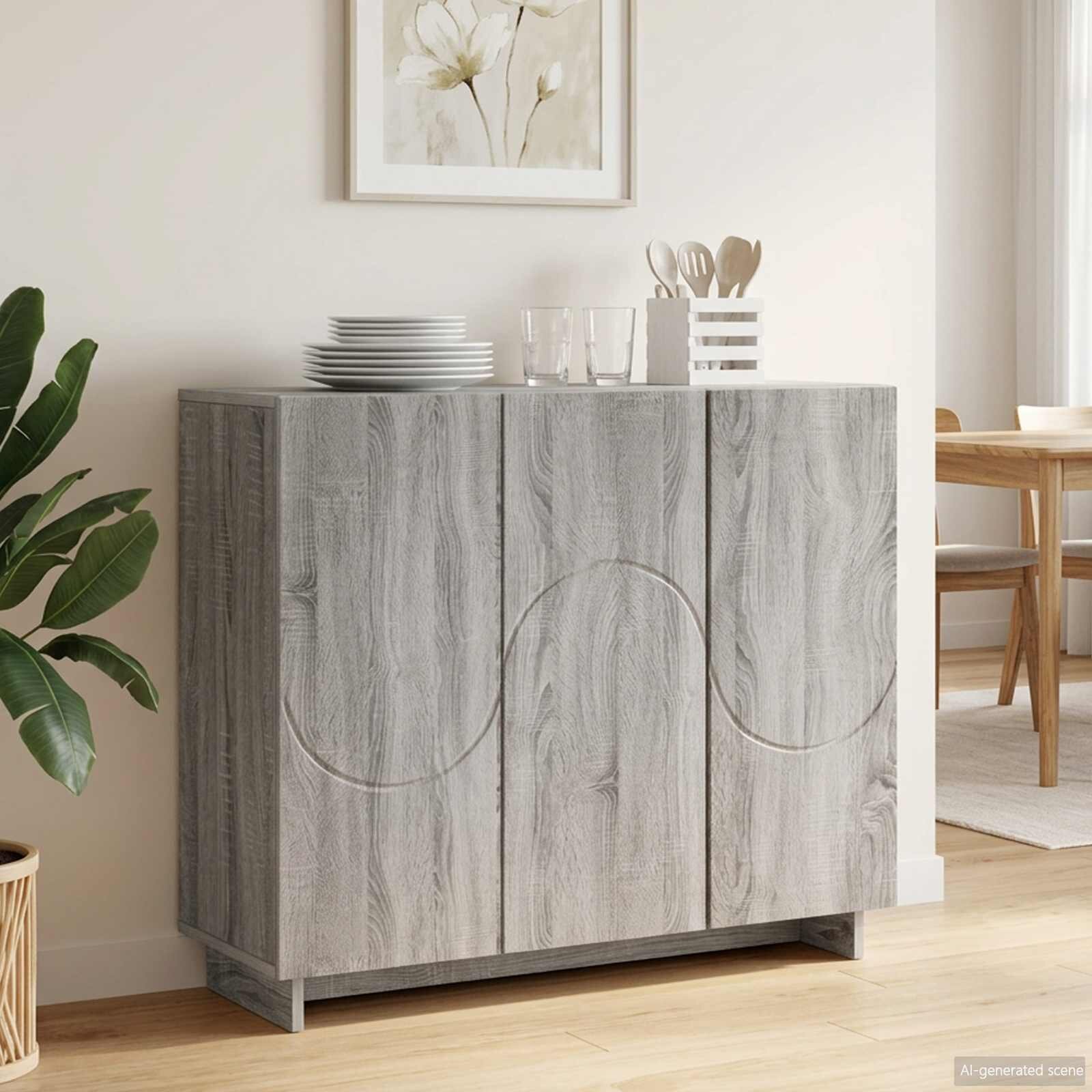 vidaXL Бюфет Сив Сонома 85.5 x 31 x 75 см Инженерна дървесина