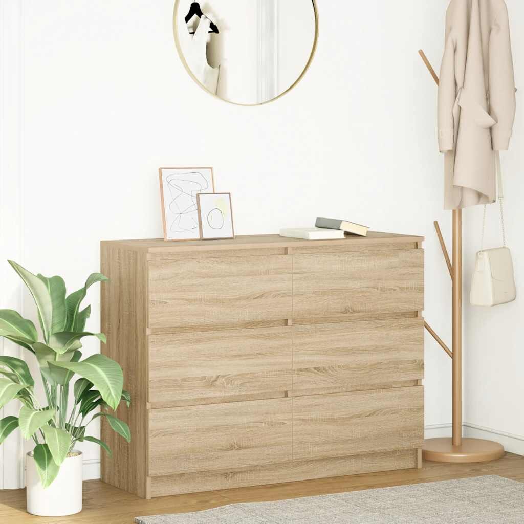 vidaXL Бюфет Сонома Дъб 100x35x76 cm Инженерна дървесина