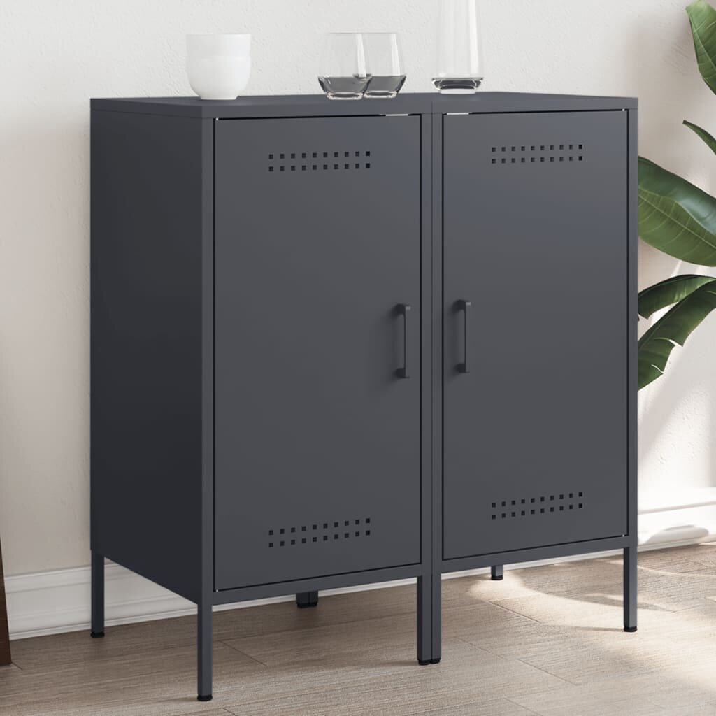 vidaXL Бюфети 2 бр антрацит 36x39x79 см стомана