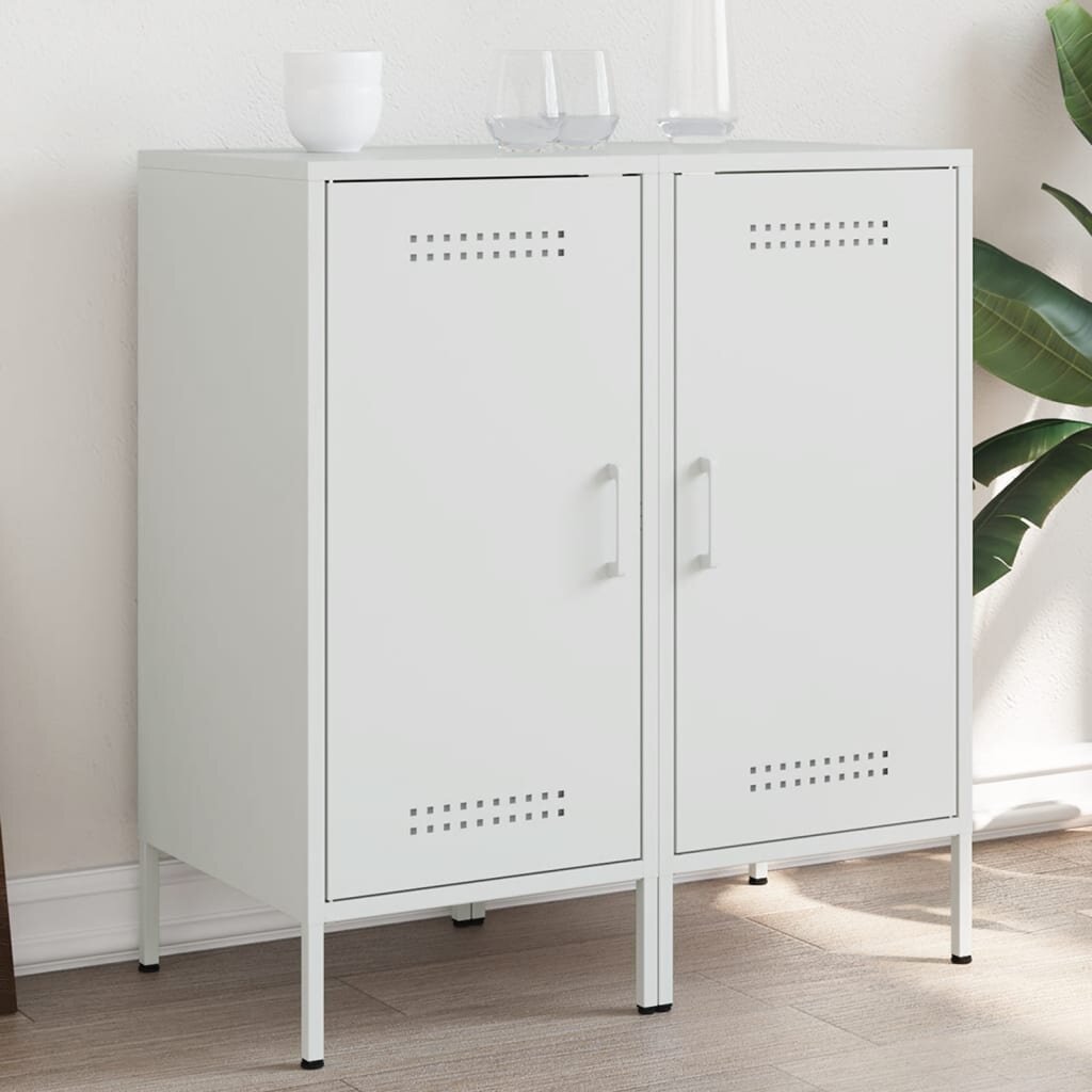 vidaXL Бюфети 2 бр бели 36x39x79 см стомана