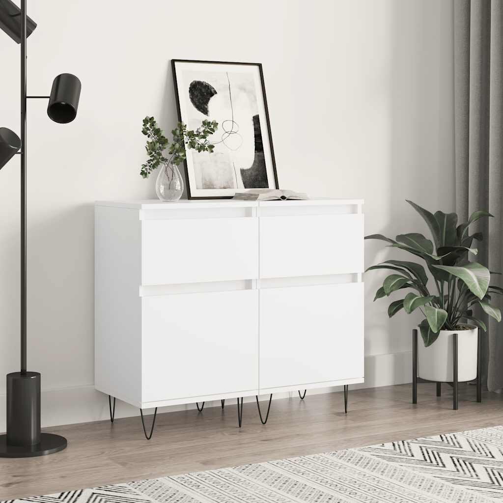vidaXL Бюфети 2 бр бели 40x35x70 см инженерно дърво