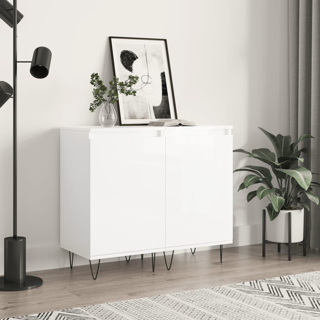 vidaXL Бюфети 2 бр бял гланц 40x35x70 см инженерно дърво