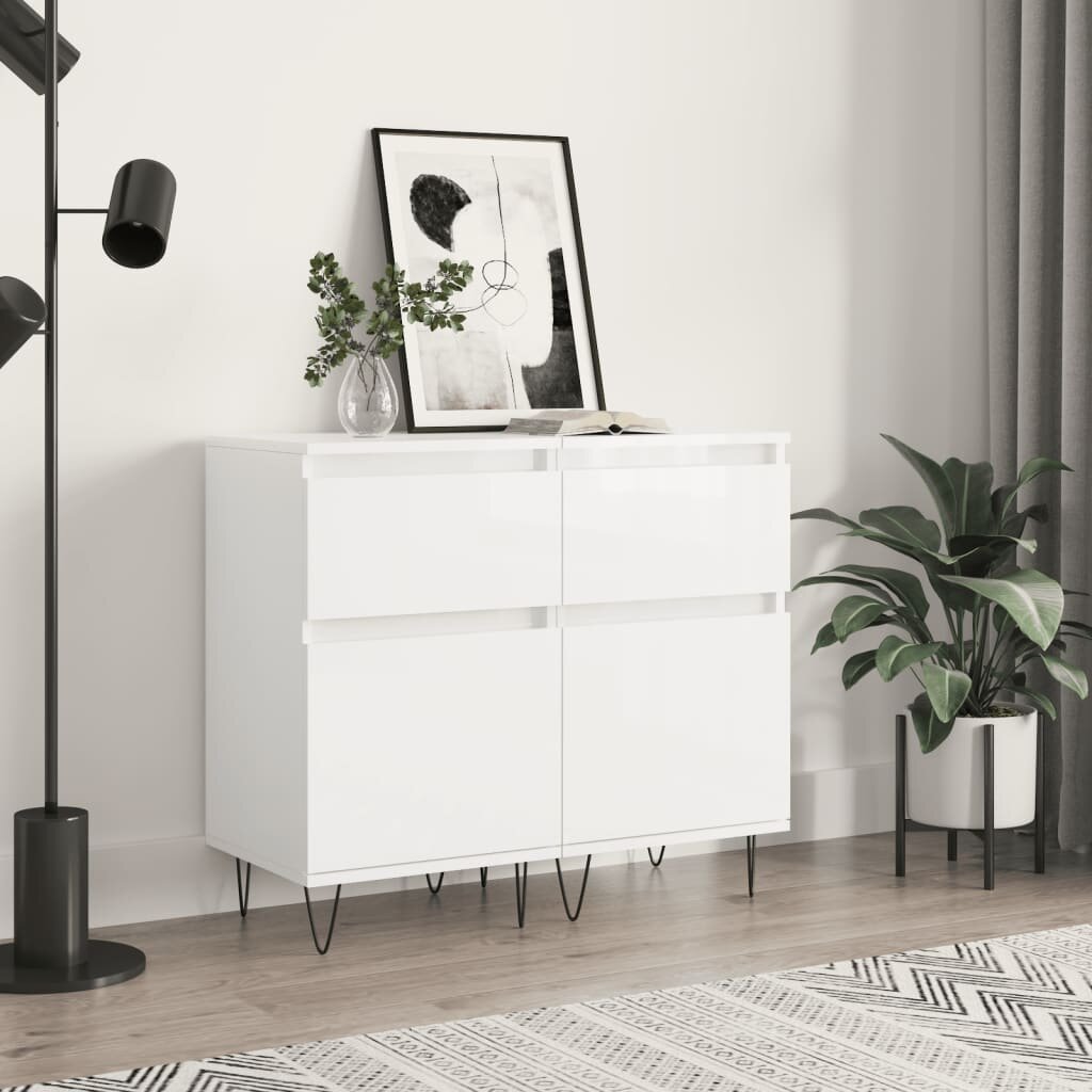 vidaXL Бюфети 2 бр бял гланц 40x35x70 см инженерно дърво