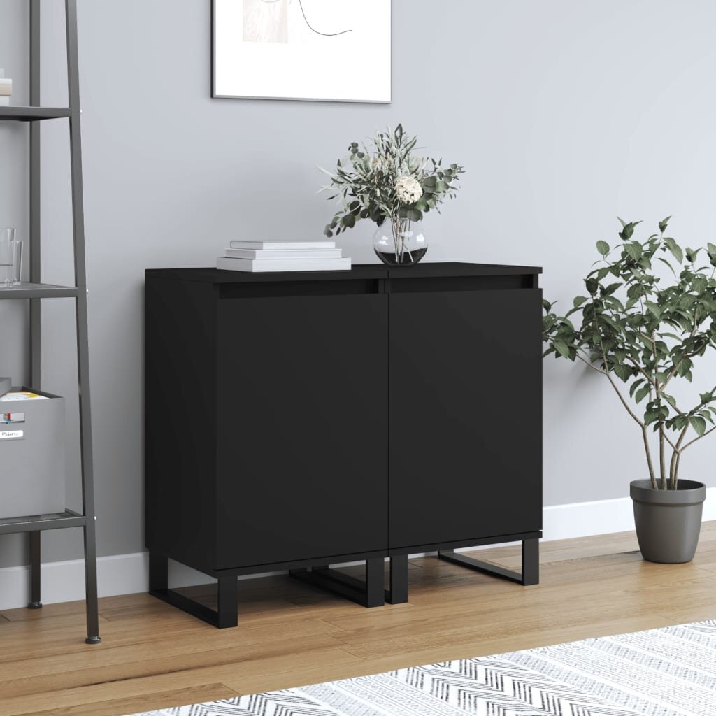 vidaXL Бюфети 2 бр черни 40x35x70 см инженерно дърво