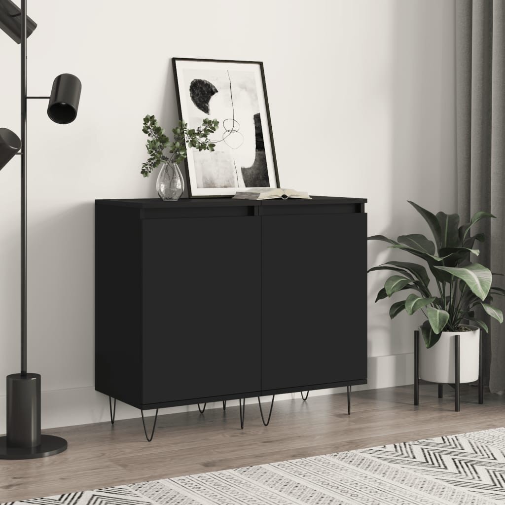 vidaXL Бюфети 2 бр черни 40x35x70 см инженерно дърво