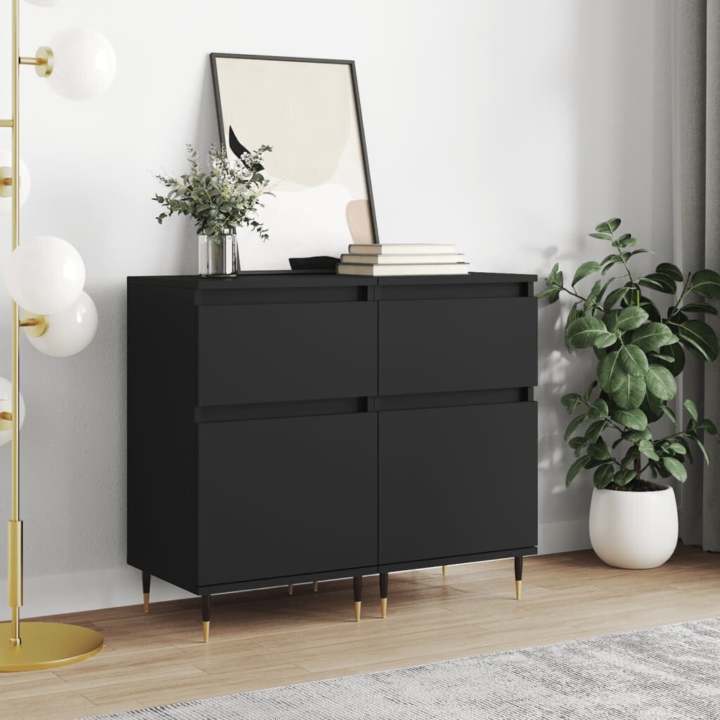 vidaXL Бюфети 2 бр черни 40x35x70 см инженерно дърво