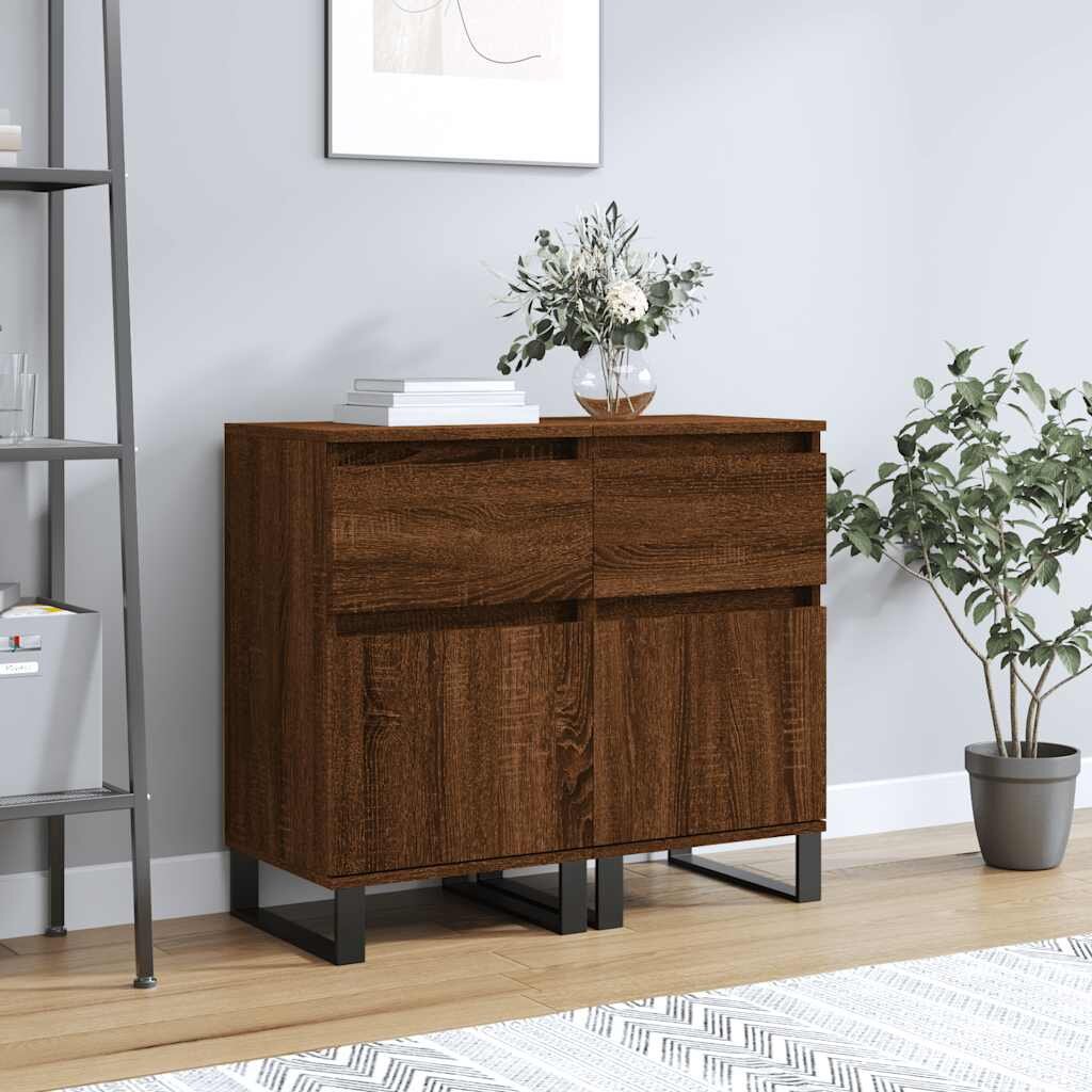 vidaXL Бюфети 2 бр кафяв дъб 40x35x70 см инженерно дърво
