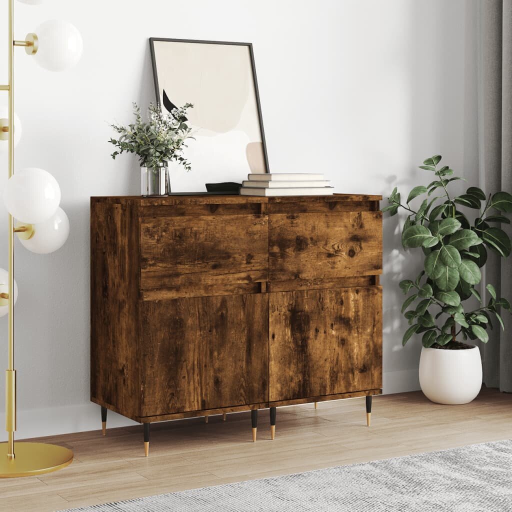 vidaXL Бюфети 2 бр опушен дъб 40x35x70 см инженерно дърво