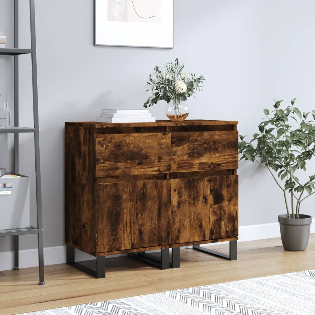vidaXL Бюфети 2 бр опушен дъб 40x35x70 см инженерно дърво