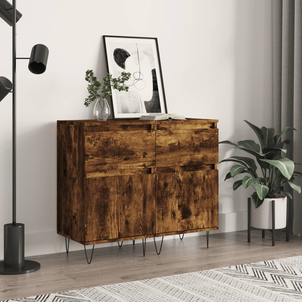 vidaXL Бюфети 2 бр опушен дъб 40x35x70 см инженерно дърво