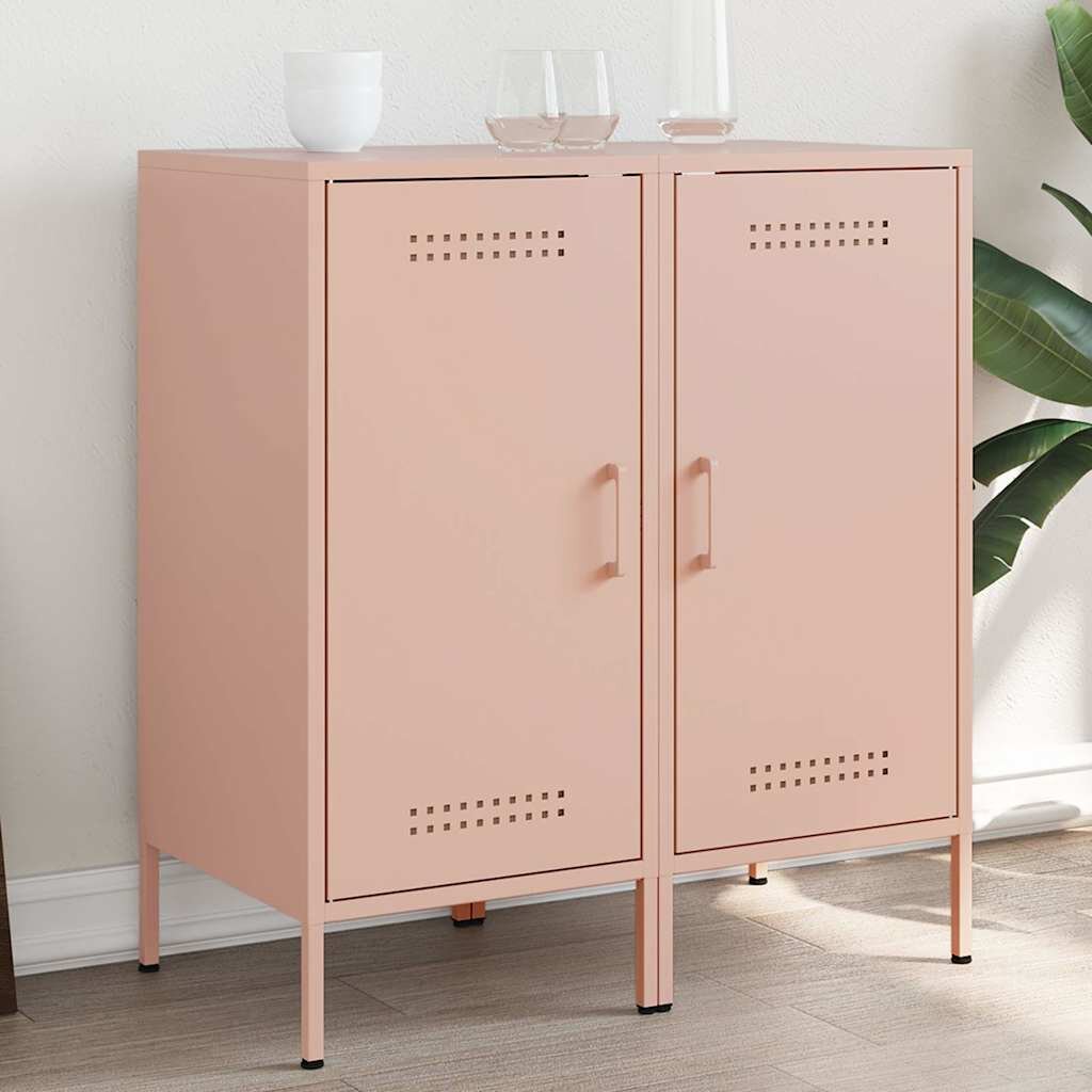vidaXL Бюфети 2 бр розови 36x39x79 см стомана