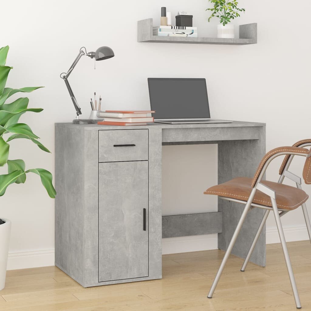 vidaXL Бюро бетонно сиво 100x49x75 см инженерно дърво