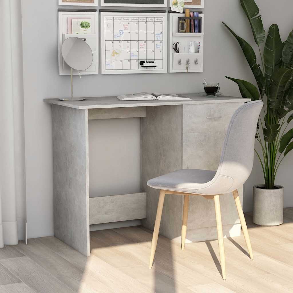 vidaXL Бюро бетонно сиво 100x50x76 см инженерно дърво