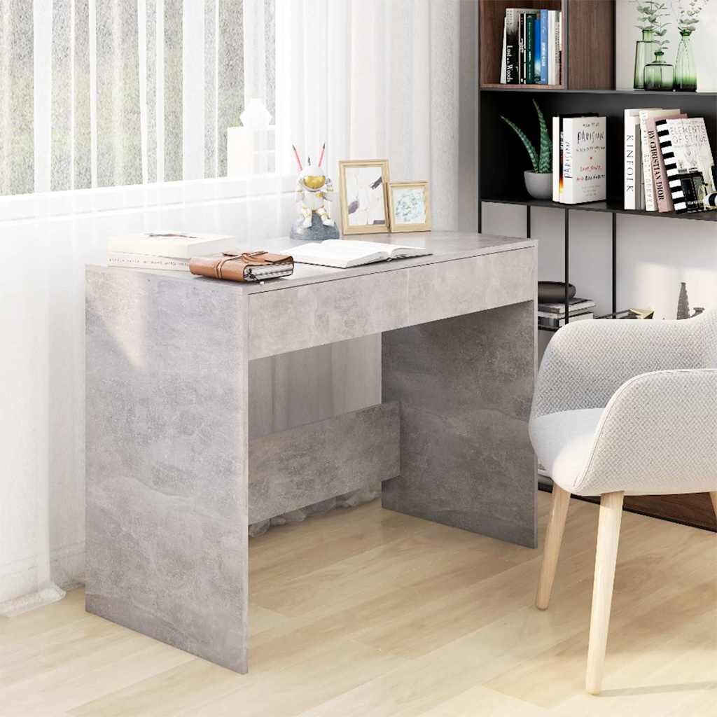 vidaXL Бюро бетонно сиво 101x50x765 см инженерно дърво