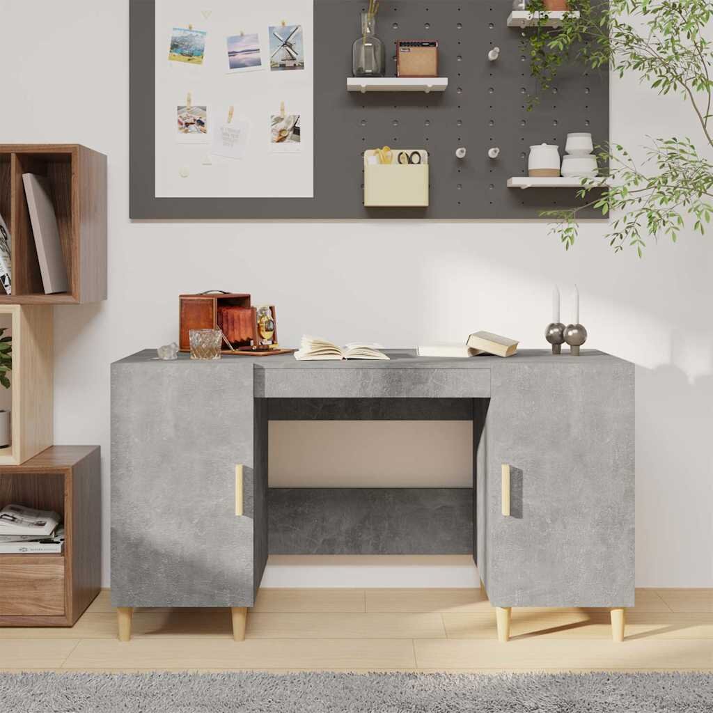 vidaXL Бюро бетонно сиво 140x50x75 см инженерно дърво