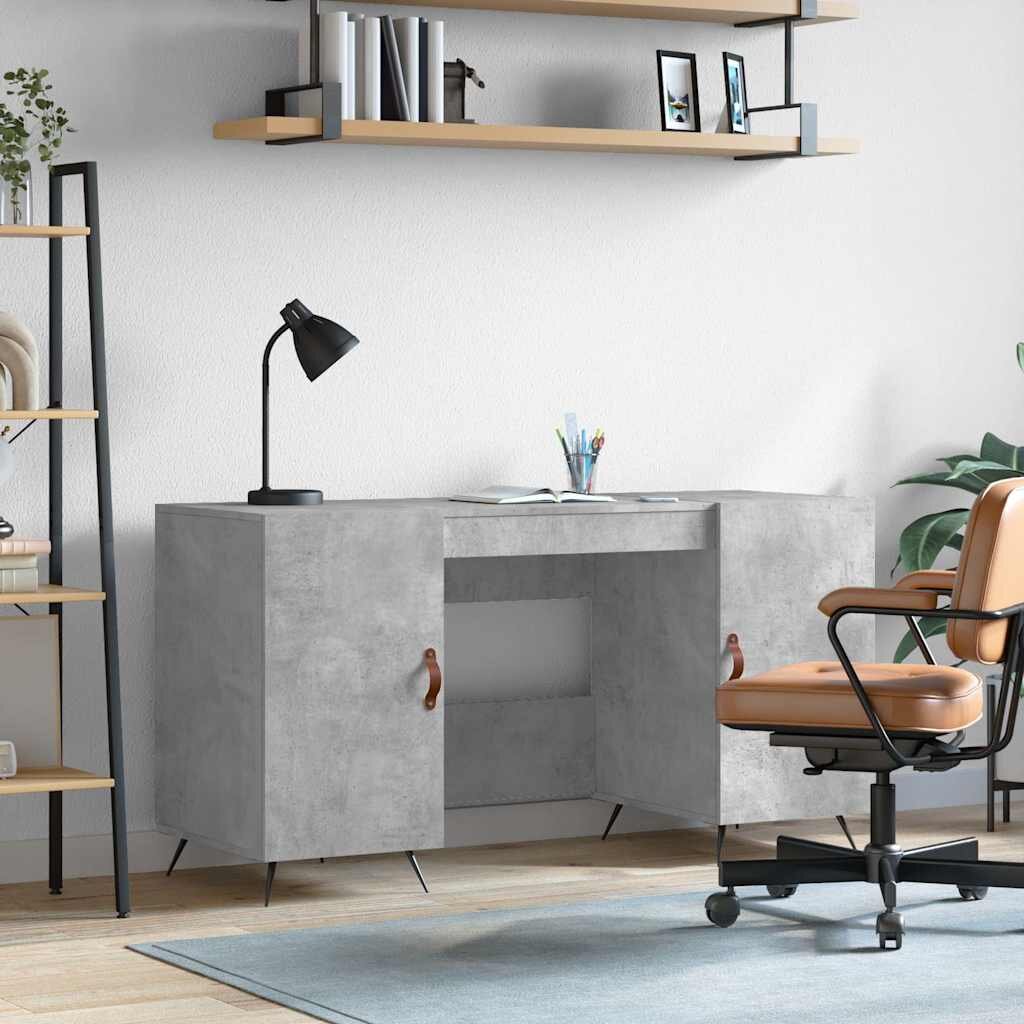 vidaXL Бюро бетонно сиво 140x50x75 см инженерно дърво