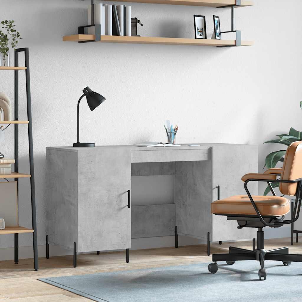 vidaXL Бюро бетонно сиво 140x50x75 см инженерно дърво