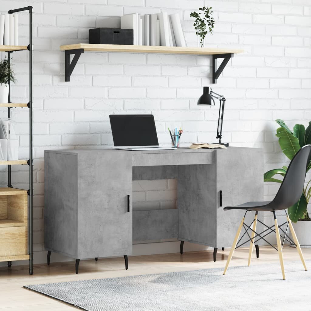vidaXL Бюро бетонно сиво 140x50x75 см инженерно дърво