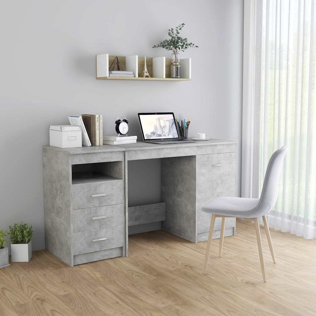 vidaXL Бюро бетонно сиво 140x50x76 см инженерно дърво